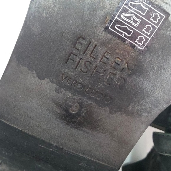 Eileen Fisher Black Suede Ankle Boots Side Zip VERO CUOIO W's Size 9 some wear - Picture 3 of 16